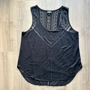 Massimo Black Sheer Geometric Tank Top